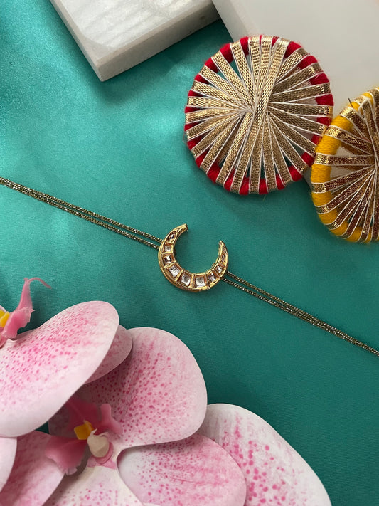 Gold Plated Kundan Rakhi Lumba