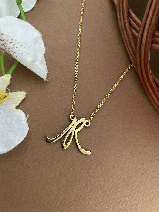 Custom Gold Plated Letter Necklace With 2 Initials Pendant