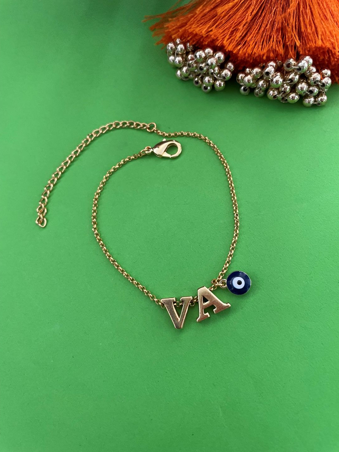 Custom Gold-Plated Personalized Name Bracelets With Evil Eye