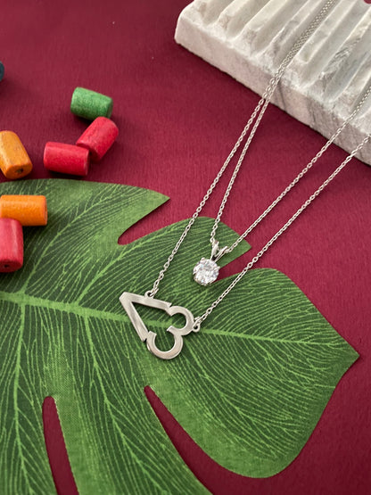 Personalized Pendant With Diamond Charm Silver Plated Chain Necklace