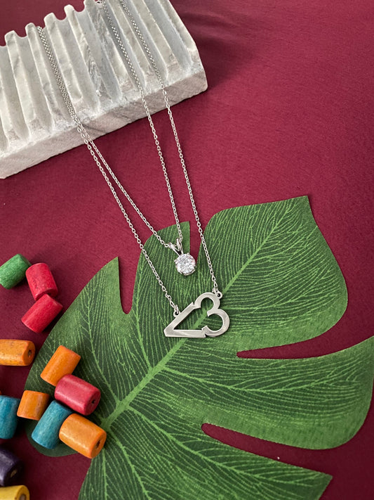 Personalized Pendant With Diamond Charm Silver Plated Chain Necklace