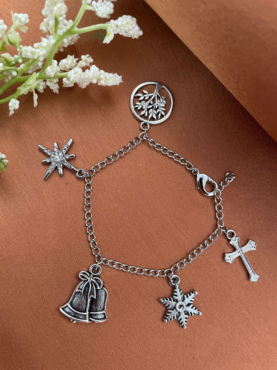 Christmas Silver Bracelet with Charms