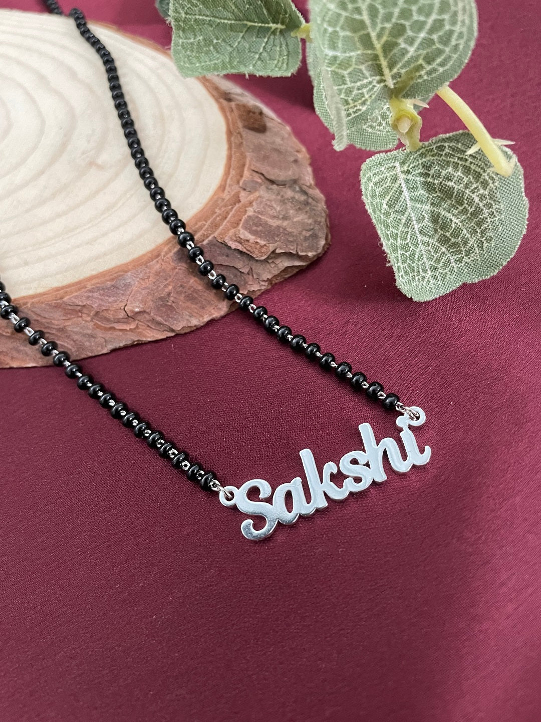 Silver Plated Customized Name Pendant Mangalsutra