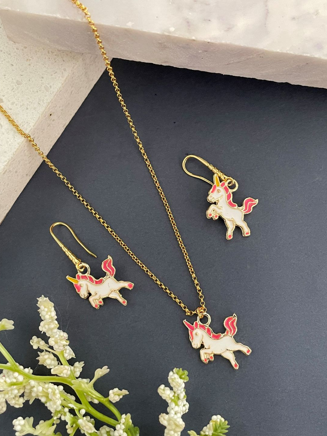 Unicorn Charm Pendant Necklace set