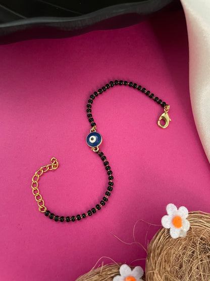 Nazariya/ Nazarbatu Gold Plated Adjustable Mangalsutra Bracelets With Evil Eye