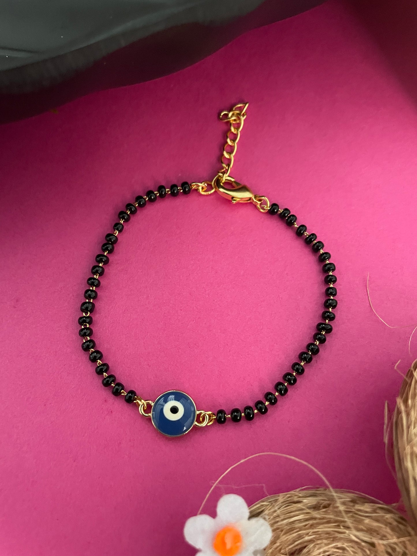 Nazariya/ Nazarbatu Gold Plated Adjustable Mangalsutra Bracelets With Evil Eye