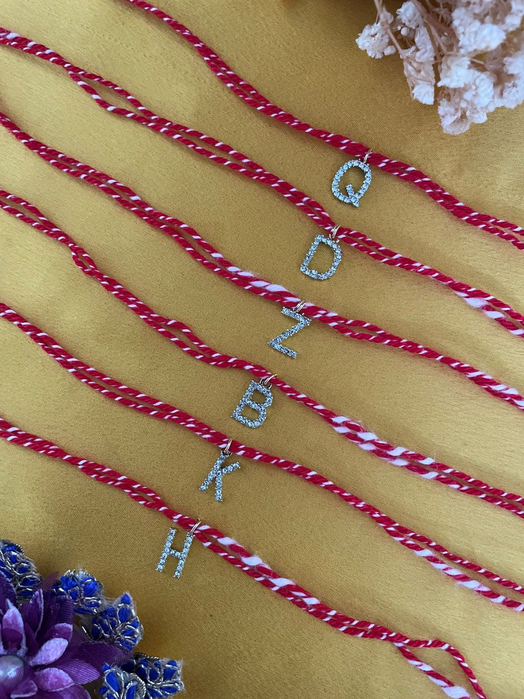 A-Z Letter AD Initial Red Thread Rakhi