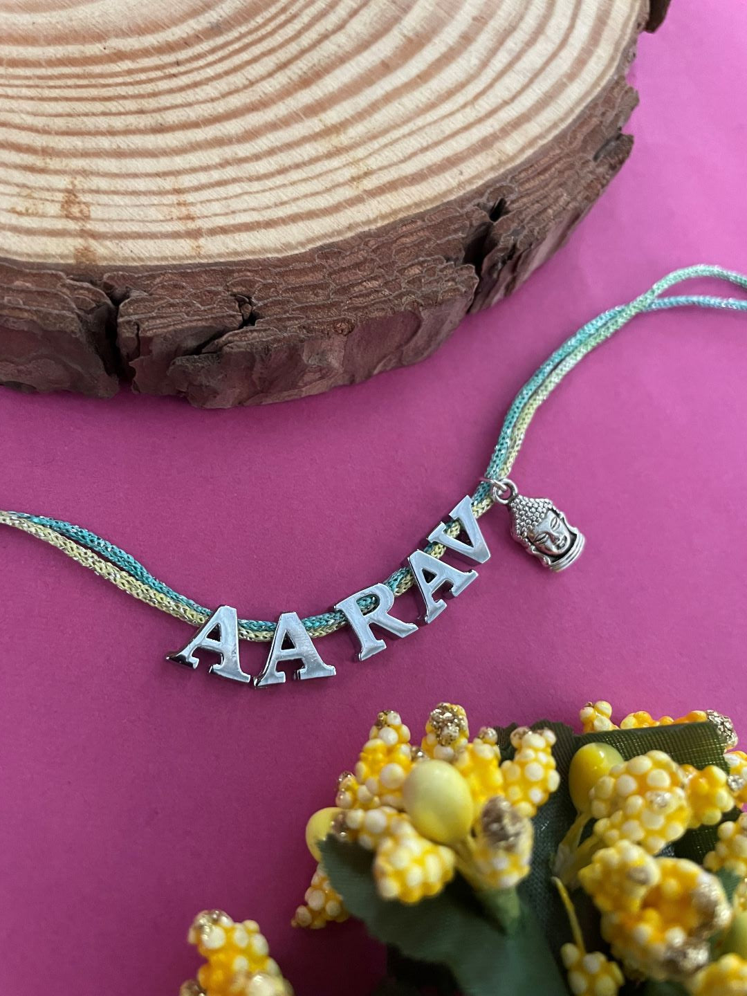 Build Your Own Rakhi- Design Your Brothers SIlver Plated Name Rakhi With Customized Charms