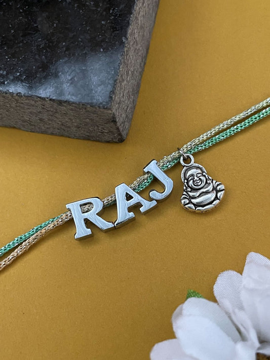 Letter ''A'' Bracelet Rakhi Fancy Gold Plated Alphabet Pendant Chain  Bracelet For Brother Fashion Artificial Imitation Jewellery (6 Inches)