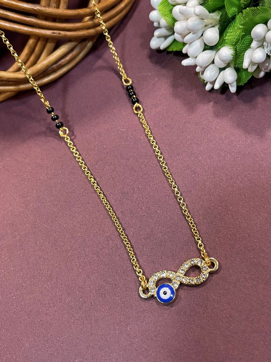 Short Mangalsutra/Necklace With a Infinity Blue Evil Eye Pendant