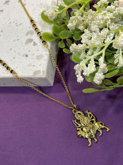 Short Mangalsutra/Necklace With a  gold Plated Laxmi Pendant