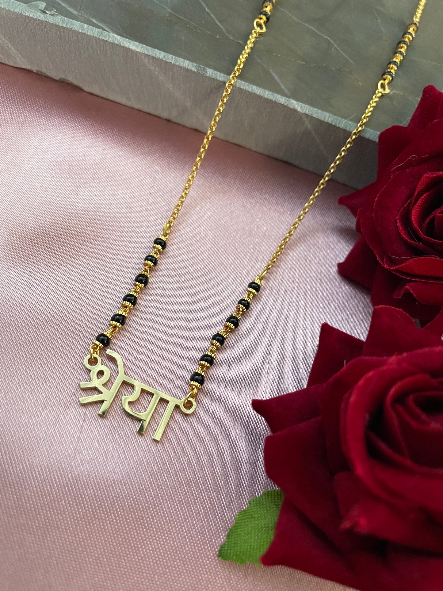 Gold Plated Custom Personalized Hindi Name Short Mangalsutra