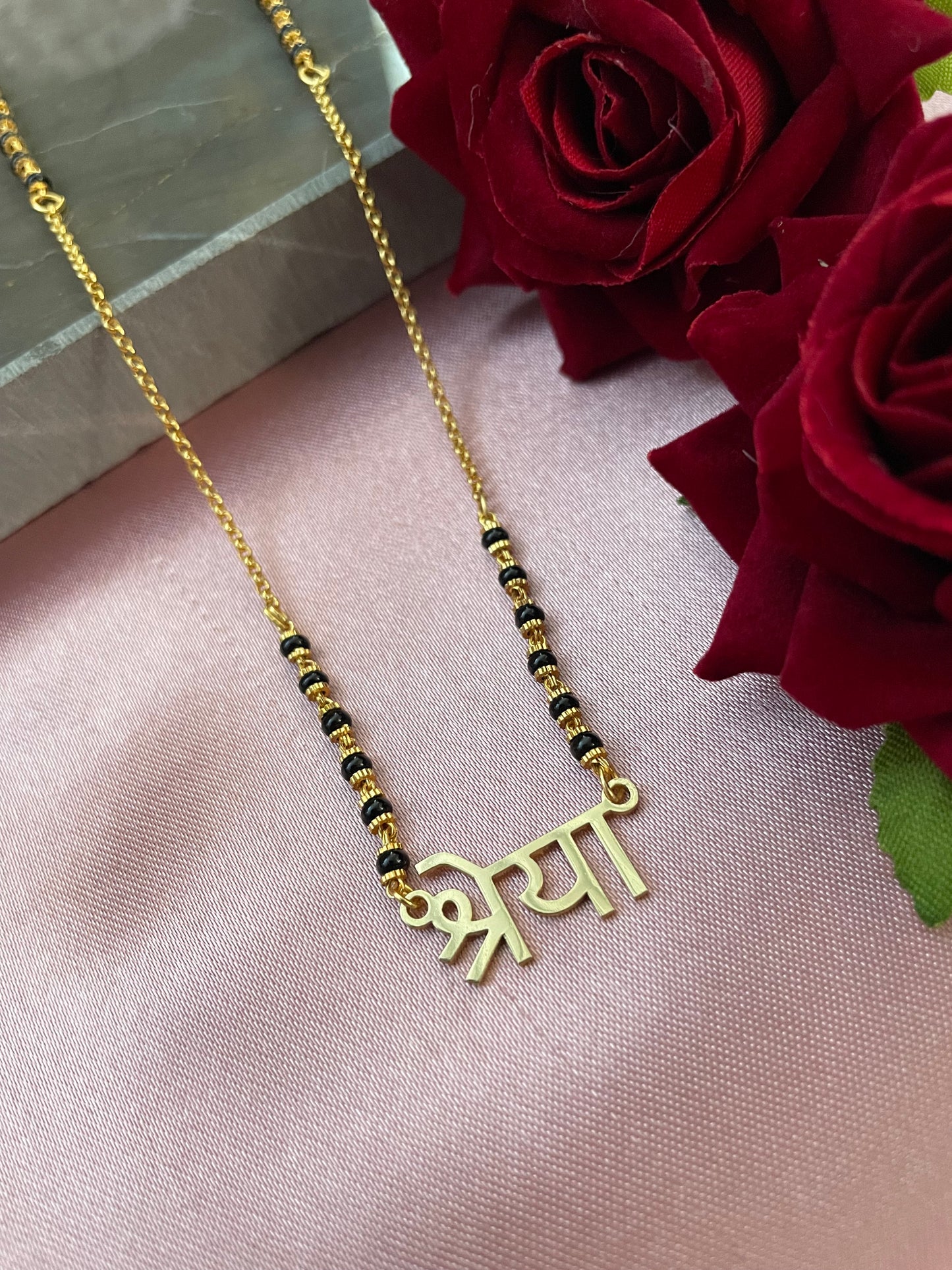 Gold Plated Custom Personalized Hindi Name Short Mangalsutra