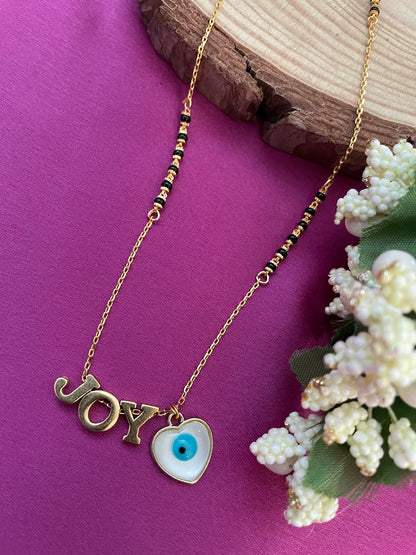 Custom Initial and Heart Evil Eye Charm Adjustable Gold Plated Mangalsutra