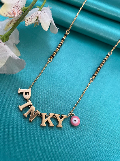 Gold Plated Custom Name Mangalsutra with Evil Eye