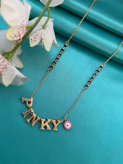 Gold Plated Custom Name Mangalsutra with Evil Eye