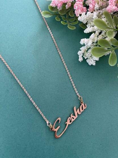 Classic Rose Gold Plated Cursive Name Necklace 