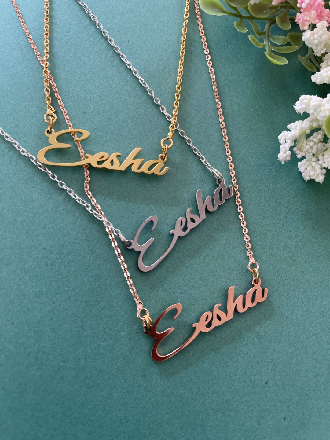 Classic Cursive Name Necklace With Plating of your Choice (Gold/Silver/RoseGold)