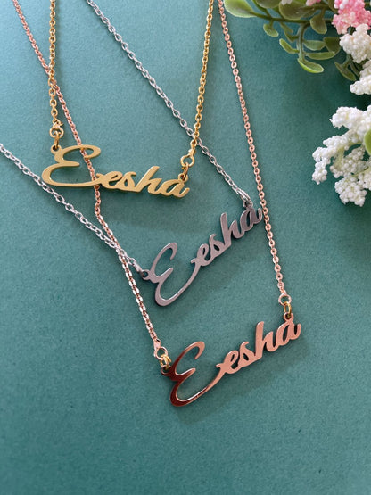 Classic Cursive Name Necklace With Plating of your Choice (Gold/Silver/RoseGold)