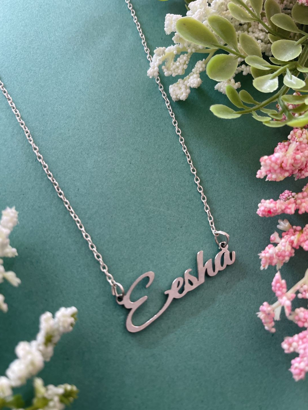 Classic Silver Plated Cursive Name Necklace 