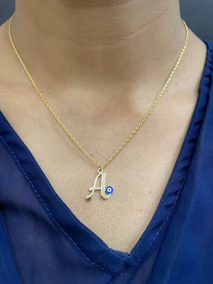 A-Z Custom Initial Evil Eye Necklace | Gold-Plated Letter Necklace | All Letters