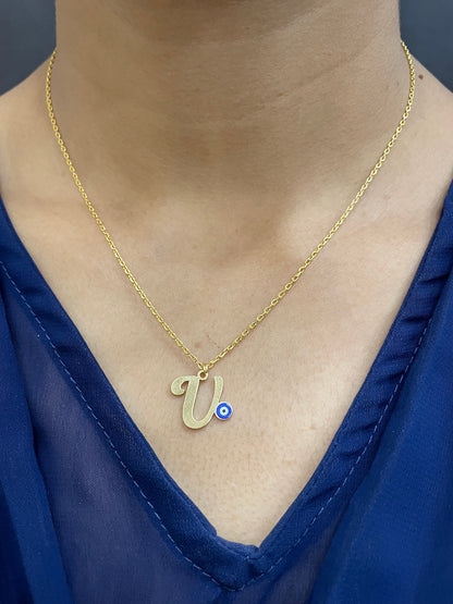 A-Z Custom Initial Evil Eye Necklace | Gold-Plated Letter Necklace | All Letters