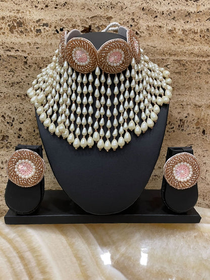 Beaded & Sequence Choker Necklace & Earring Set