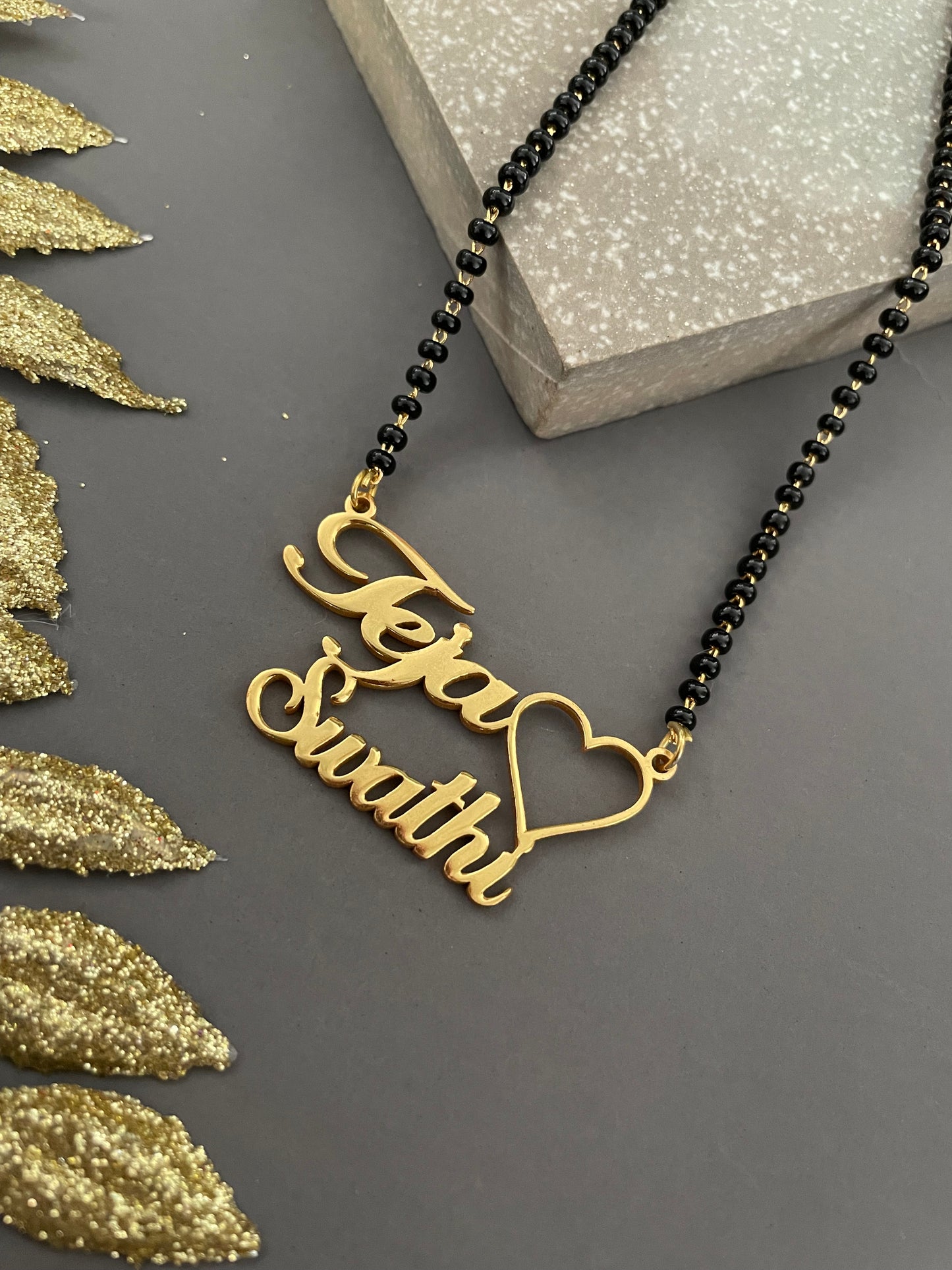 Personalised Pendant Necklace With 2 Names & Heart Locket
