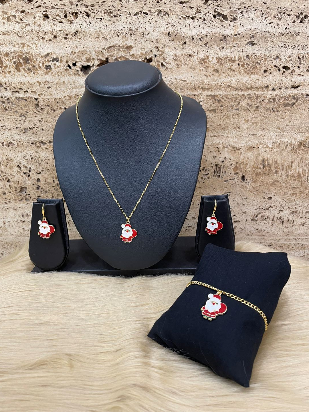 Christmas Santa Claus  Pendant Necklace Earring and Bracelet Set