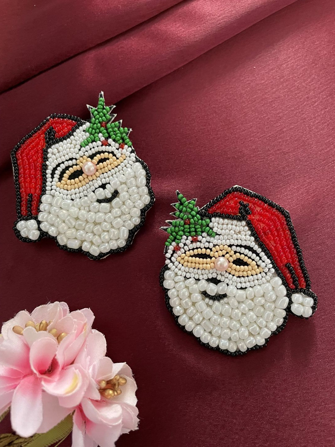 Christmas Santa Beaded Earrings