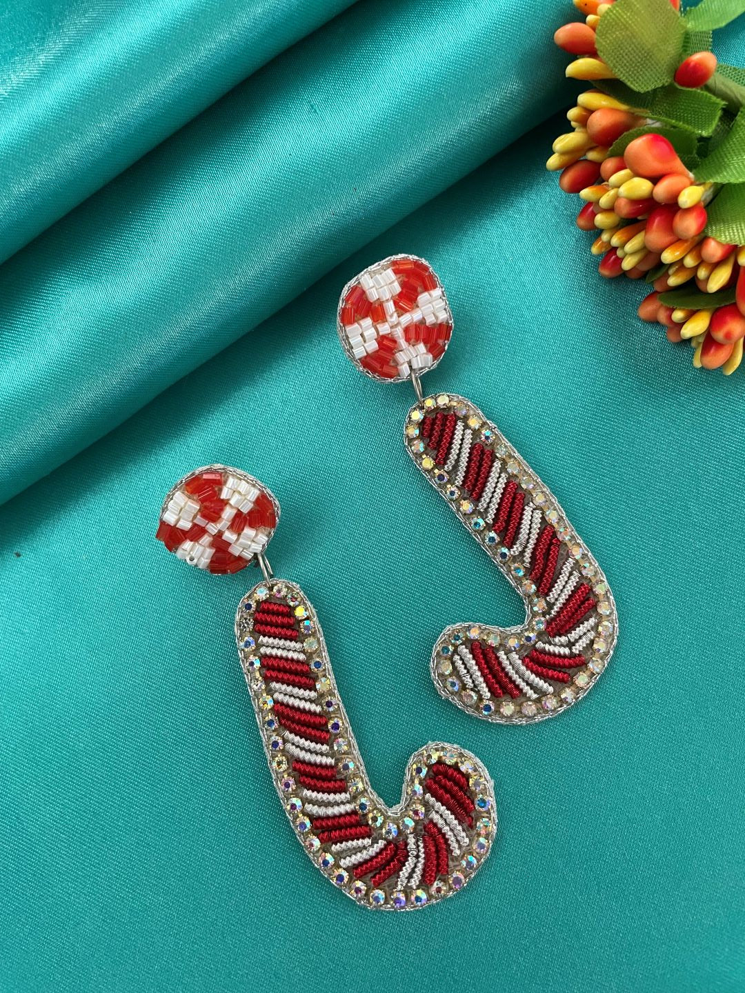 Christmas CandyCane Beaded Earrings