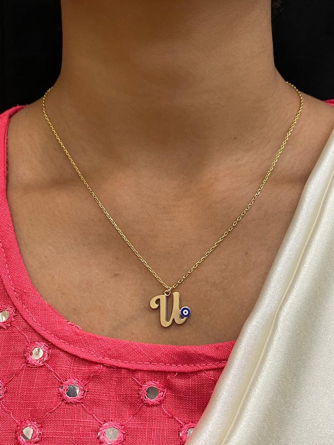 A-Z Custom Initial Evil Eye Necklace | Gold-Plated Letter Necklace | All Letters