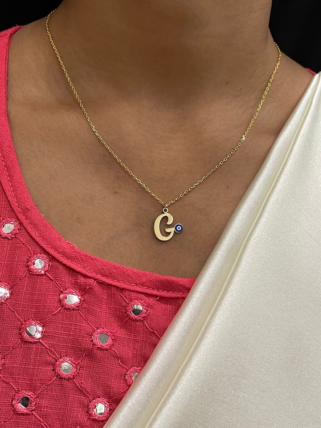 A-Z Custom Initial Evil Eye Necklace | Gold-Plated Letter Necklace | All Letters