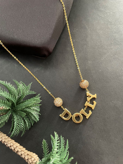 Custom Name Necklace with 2 AD ball