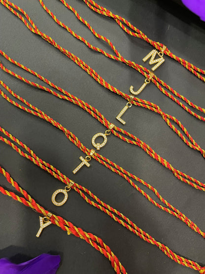 A-Z Letter AD Red Thread Rakhi Lumba+Free Chain