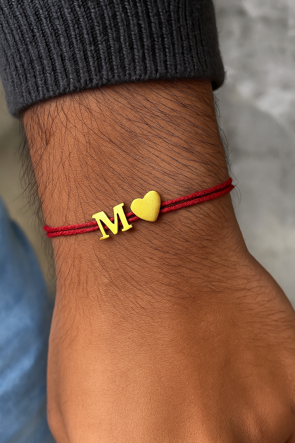 A-Z Letter Heart Charm Thread Rakhi Lumba