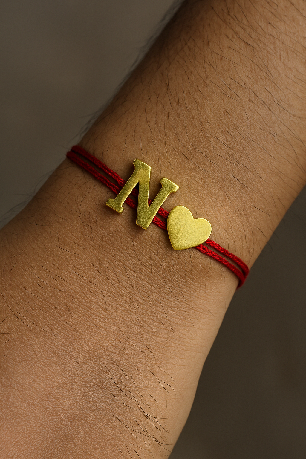 A-Z Letter Heart Charm Thread Rakhi Lumba