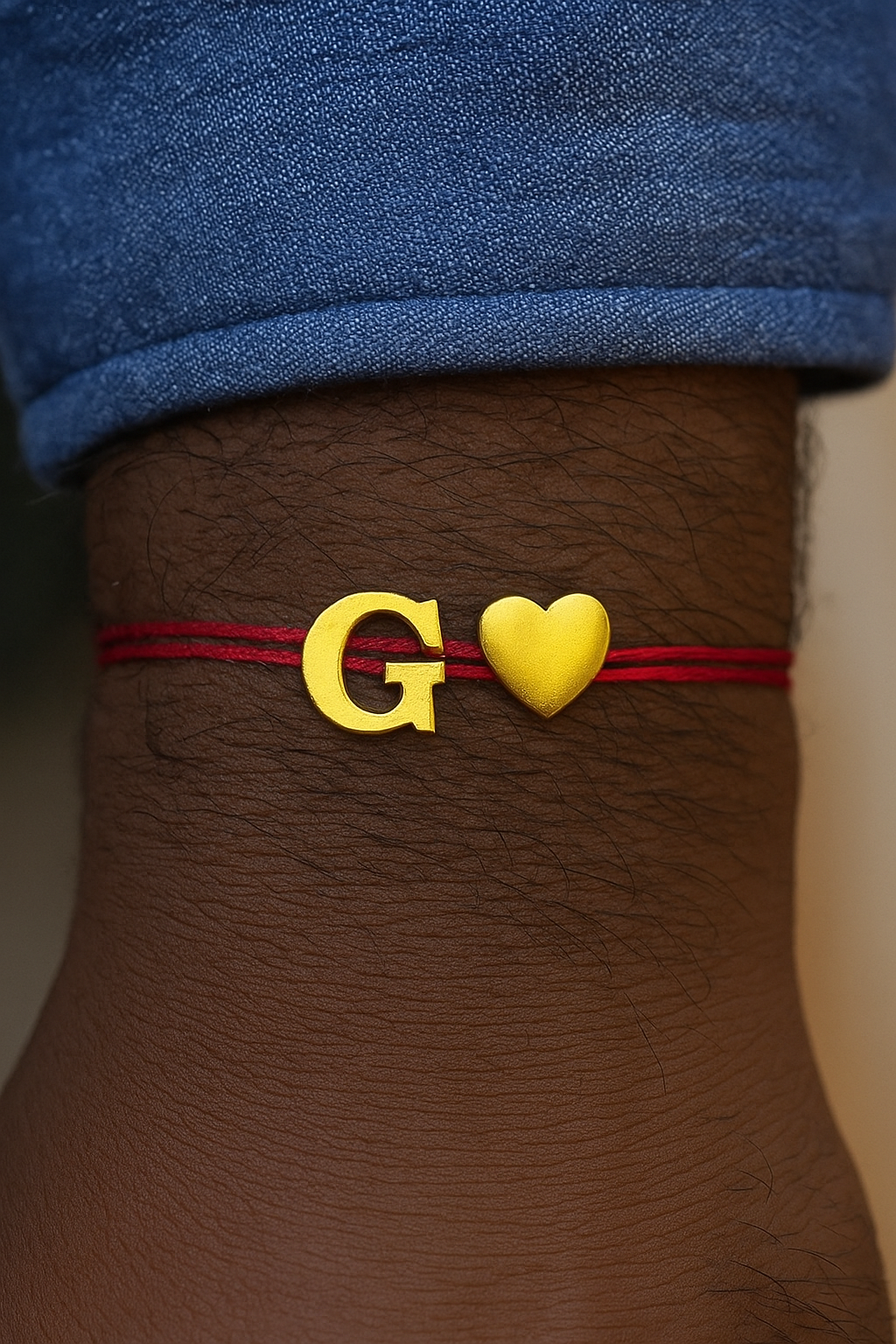 A-Z Letter Heart Charm Thread Rakhi Lumba