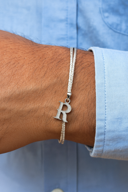 A-Z Roman Letter AD Thread Rakhi Lumba+Free Necklace Chain