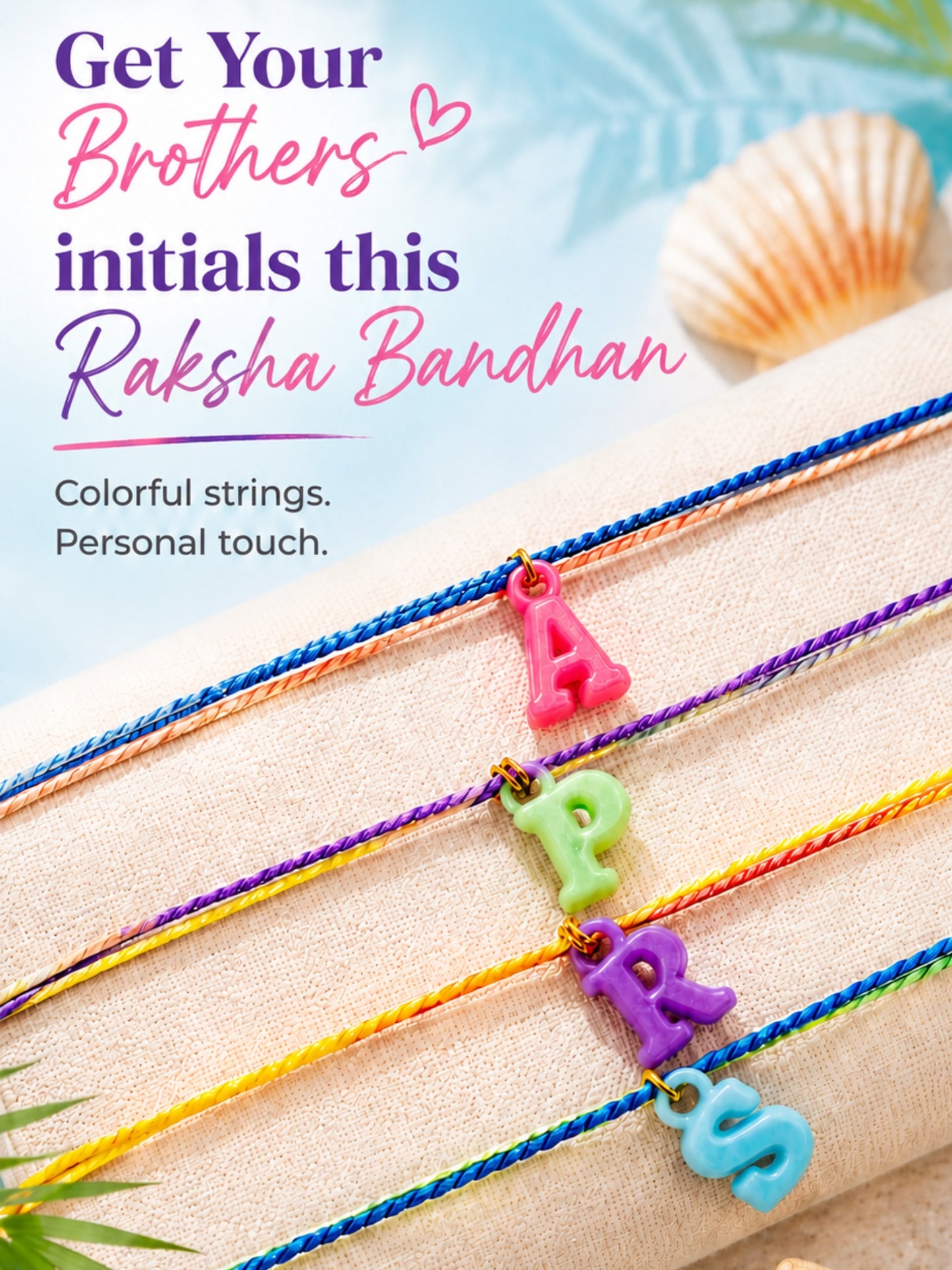 A To Z Beads Letters Kids Rakhi Bracelet For Kids Bhaiya Bro Bhai Gift