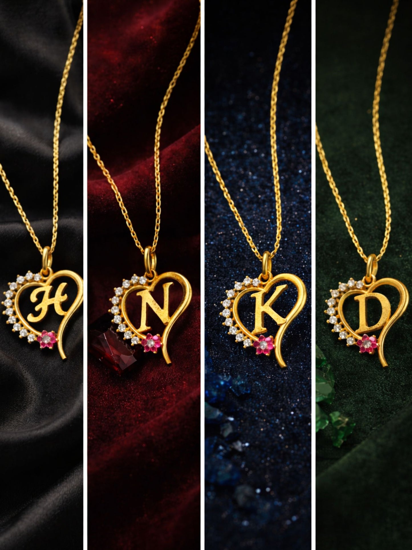 A To Z Letter Heart Initial Gold Short Necklace for Women