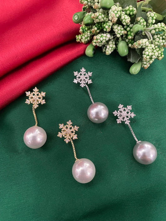 Snowflake Ball Design Drop Earrings