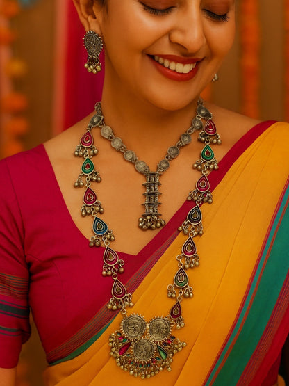 2 Layer Afghani Choker Necklace Set