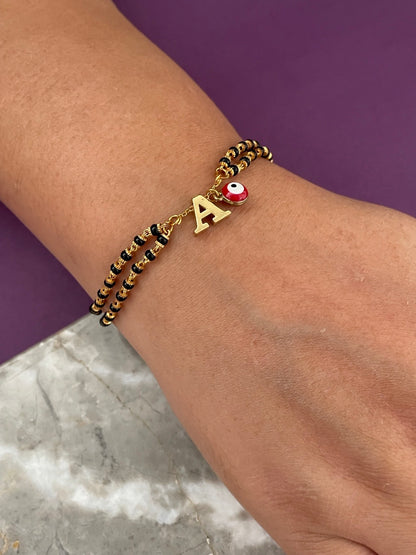 A-Z Letter Mangalsutra Bracelet With Evil Eye