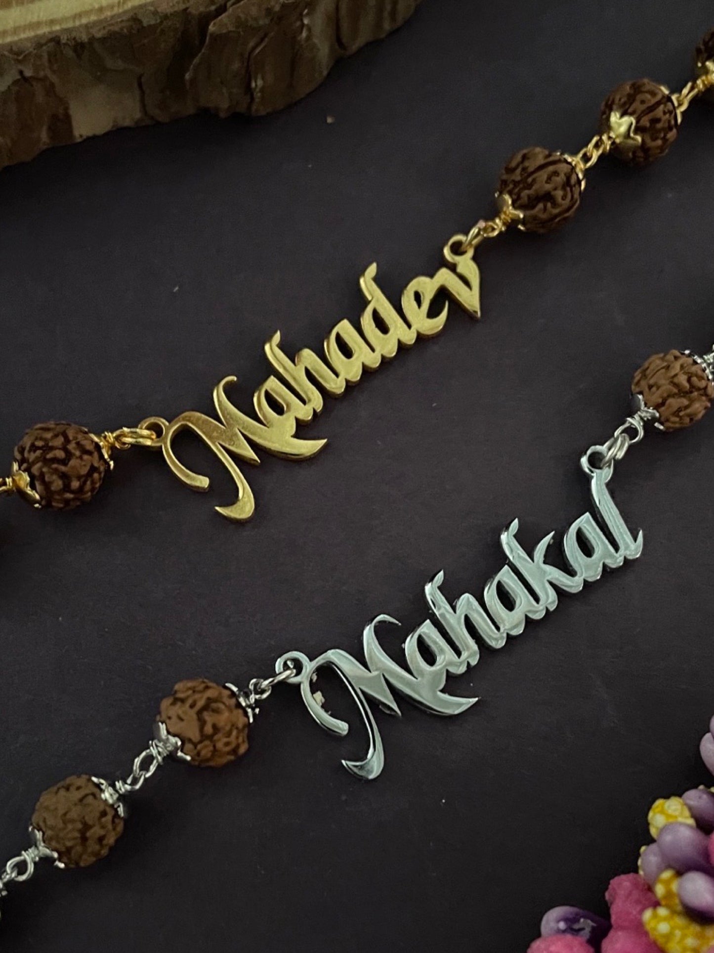 Gold/Silver Plated Mahadev Pendant Rudraksha Bracelet