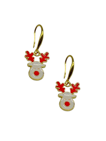 Christmas White & Red Reindeer Charm Necklace set