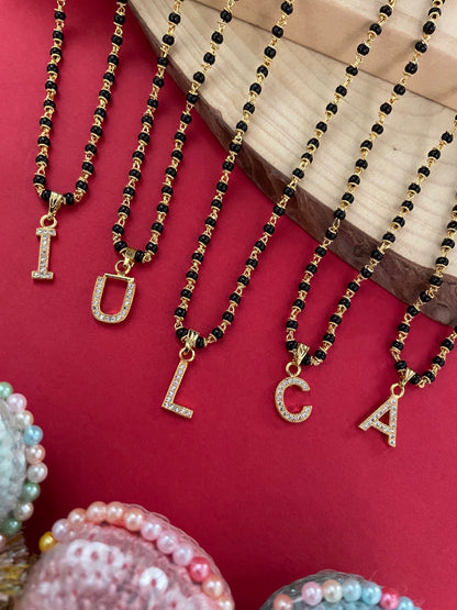 A TO Z Letter Alphabet Pendant Short Mangalsutra Name Mangalsutra Design For Women