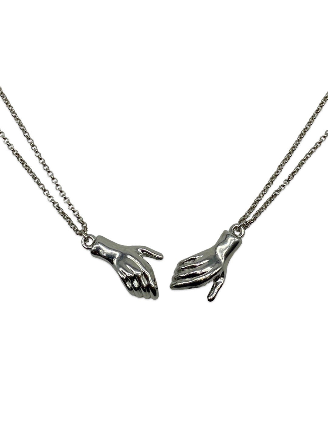 Friendship Necklace with Skeleton Hands and Heart