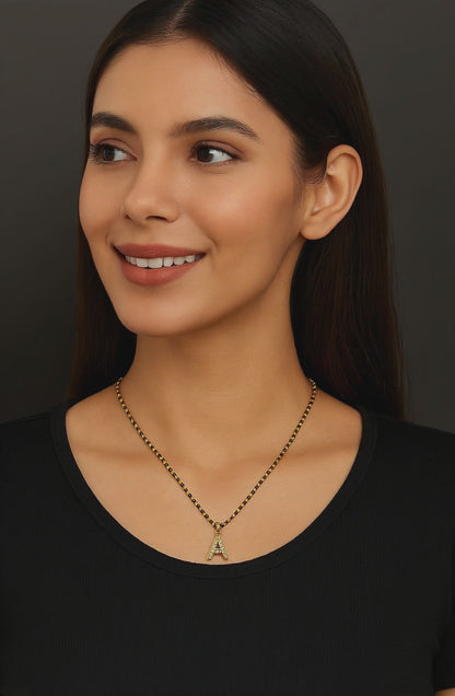 A TO Z Letter Alphabet Pendant Short Mangalsutra Name Mangalsutra Design For Women