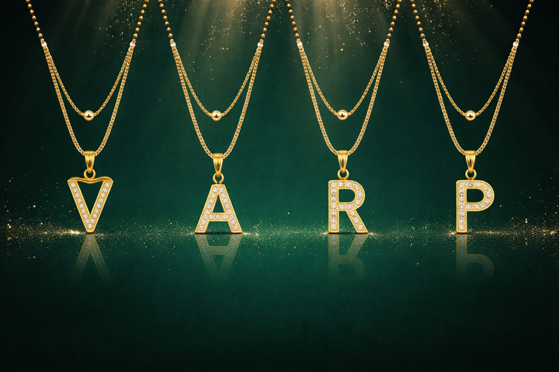 "A" To "Z" Letter Short Mangalsutra Designs with Gold Ball